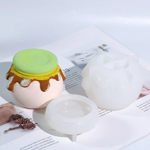 DIY silicone mold for round honey jar jewelry storage box with lid components
