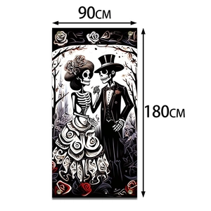 Halloween skull wedding banner decoration backdrop 90x180cm for party door hanging