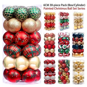 Shatterproof Christmas Ball Ornaments Set For Christmas Tree Decorations Plastic Electroplated Painted Glitter Decorative Hanging Balls For Holiday Party Home Decor