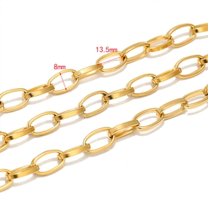 Golden 8mm wide stainless steel square link chain necklace for DIY jewelry making