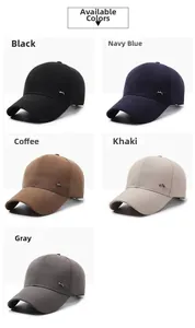 Detailed view of casual baseball caps in five colors with minimalist metal deer logo accents