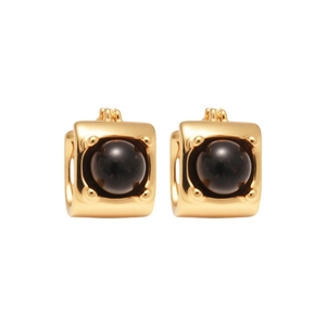 Vintage gold plated earrings with round tiger eye stones in a retro luxury style