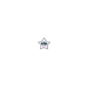 Star shaped Turkish Evil Eye charm with blue glass and white enamel for DIY jewelry