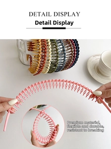 Detail showing the flexibility of a durable wavy non-slip headband in various colors