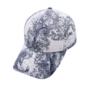 French Toile de Jouy floral baseball cap with vintage tree pattern for women