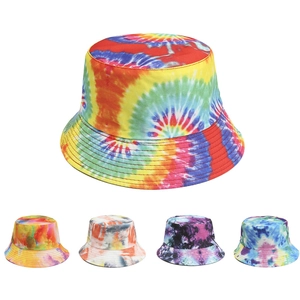 Bunter Tie-Dye Fischerhut Baumwolle Polyester Wendbar Sonnenschutz Breite Krempe Outdoor Unisex Streetwear