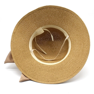 Chapeau de paille d'été pour femme avec nœud et bandeau intérieur réglable anti-sueur