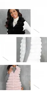 Vue détaillée de la texture en fausse fourrure douce et des coutures de ce gilet