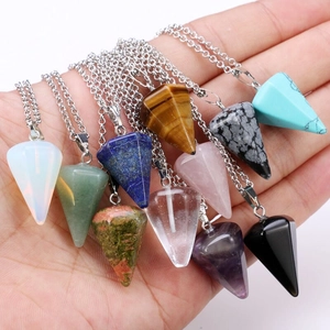 Collar con colgante de cristal de péndulo de piedra natural para mujer multicolor venta al por mayor
