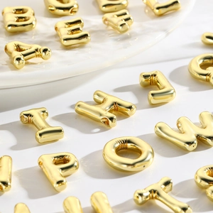 Golden balloon style A-Z initial letter pendants with polished 18K gold plated finish