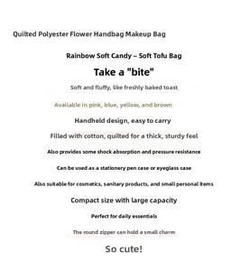 Detailed overview of quilted floral makeup bag features and polyester cotton material