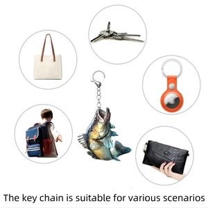 Acrylic largemouth bass keychain with silver metal chain for bags and car mirrors