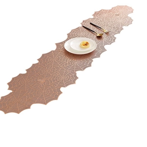 Nordic rose gold spider web table runner with elegant hollow lace and metallic finish