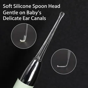 Glow ear spoon kit with soft silicone head and USB charging for baby ear care