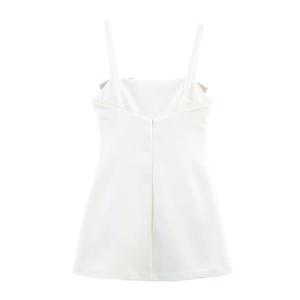 White satin slip dress for women with back invisible zipper and thin shoulder straps