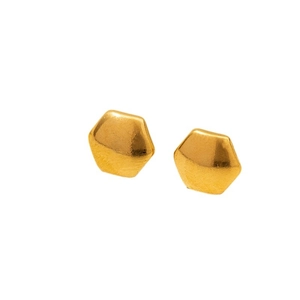 Minimalist gold 304 stainless steel hexagonal stud earrings with geometric 3D faceted design