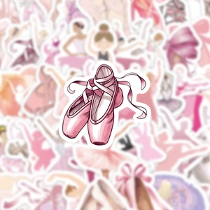 Pink ballet slippers sticker with hand-drawn illustration style for laptop decoration