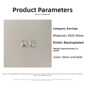 Detail view of 925 silver tulip U-shaped earrings with technical specifications