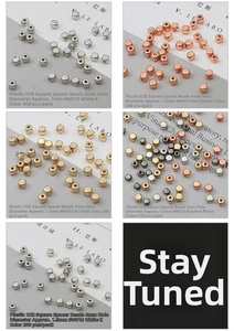 Macro detail of square CCB plastic spacer beads for DIY jewelry making in various finishes