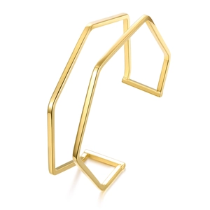 Minimalist 18K gold-plated stainless steel geometric open C-shaped knot cuff bracelet