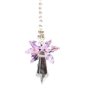 Star-shaped purple crystal suncatcher with clear prism pendant for garden decoration