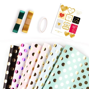 Polka Dot Gold Foil Gift Wrapping Paper Roll Elegant Decorative Copperplate Paper For Birthday Christmas Holiday Gift