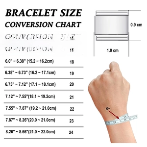 Tabella taglie per bracciale modulare italiano con dimensioni maglie in acciaio inox