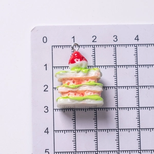 Miniature Napoleon cake pendant with strawberry for DIY jewelry and keychains