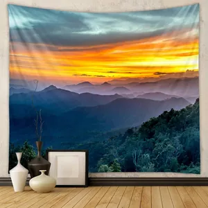 Mountain Sunset Landscape Tapestry Bohemian Polyester Fabric Wall Hanging For Bedroom Living Room Home Decor Art