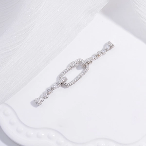 Chiusura rettangolare in argento S925 con zirconi per creazione di gioielli fai da te