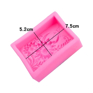 Pink daisy floral silicone mold for handmade soap and candles measuring 7.5x5.2 cm