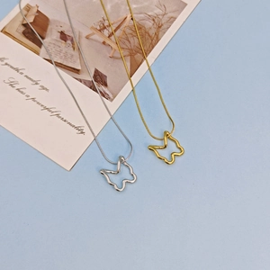 Minimalist hollow butterfly pendant necklace in gold and silver finish with snake chain
