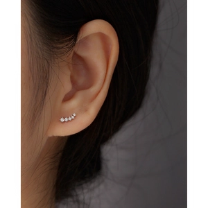 Sparkling S925 sterling silver geometric screw back stud earrings with clear diamonds