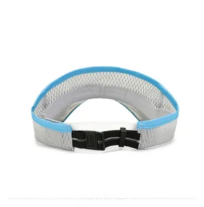 Detail view of the breathable mesh fabric and adjustable plastic buckle on the kids sun hat