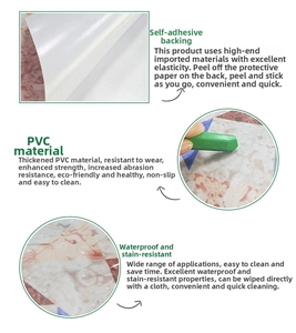Close-up of waterproof PVC mosaic tile sticker with self-adhesive backing and thick texture