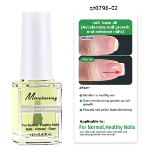 Detail view of 12ml nail strengthener with growth effect and clear liquid texture