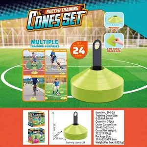 24Pcs neon green soccer training cones set with black holder for sports drills