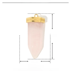 Detailed size parameters of 27mm pink natural stone pendant with stainless steel bail