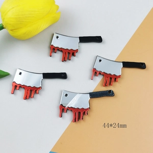 Halloween bloody butcher knife acrylic charms for DIY jewelry making and keychains