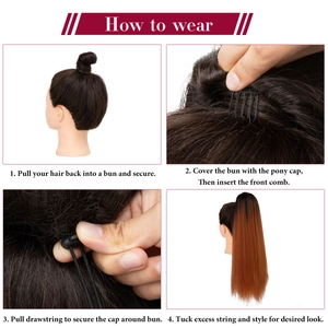 Tutorial showing how to wear a drawstring ponytail hairpiece with a color gradient effect