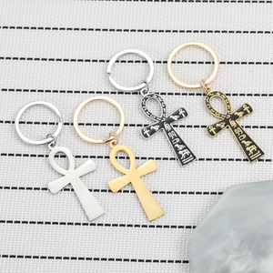 Ancient Egyptian Ankh Life Cross Keychain Stainless Steel Religious Key Ring For Car Backpack Decoration Jewelry For Unisex