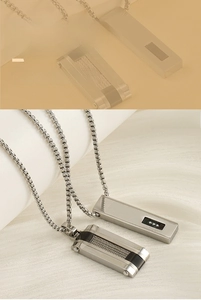 Detail of hip hop rectangle pendants with woven textures and zircon inlays on round chains