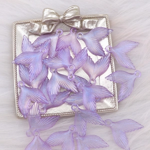 Glittery purple acrylic mermaid tail pendants with pearlescent finish for DIY crafts