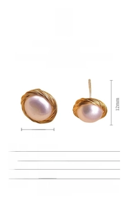 Detailed specs of GLSEEVO 925 silver 18K gold plated Baroque pearl stud earrings