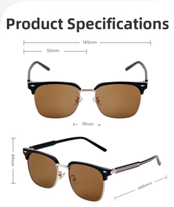 Detailed technical diagram showing specific frame width, lens size and bridge dimensions