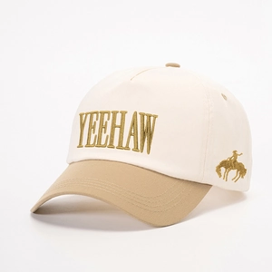 YEEHAW embroidered baseball cap with contrast brim and adjustable outdoor sun protection