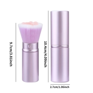 Portable cat paw retractable makeup brush for powder and blush with a lavender case