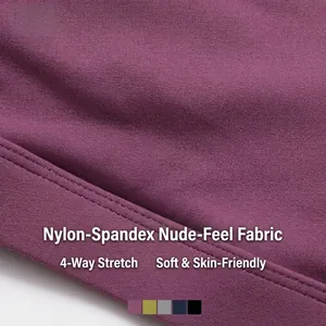 Deep purple nylon-spandex yoga bra featuring four-way stretch and soft skin-friendly fabric