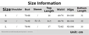 Size guide table for women's denim tube top and skirt set with measurements in cm