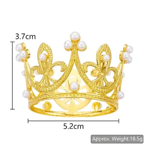Detailed view of mini gold crown with dimensions 3.7cm height and 5.2cm diameter